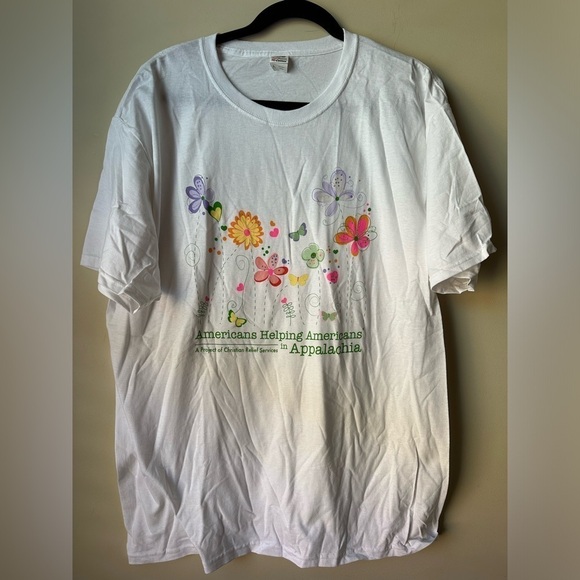 Vtg Fruit Of The Loom Womens Floral Tshirt Sz L Americans Helping Americans Art - Picture 1 of 6